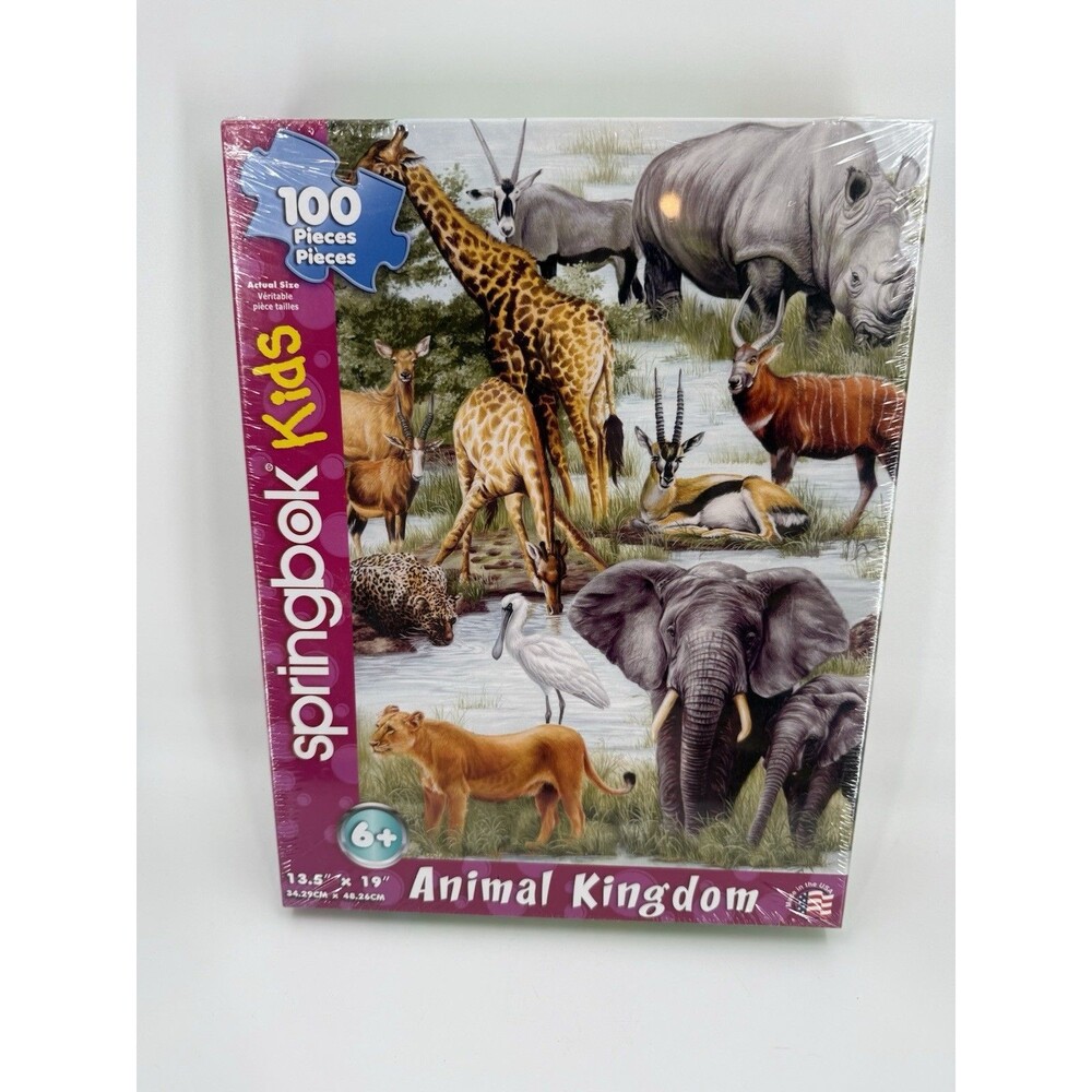 VINTAGE NEW SEALED 2012 Springbok Kids 100 Piece Jigsaw Puzzle ANIMAL KINGDOM